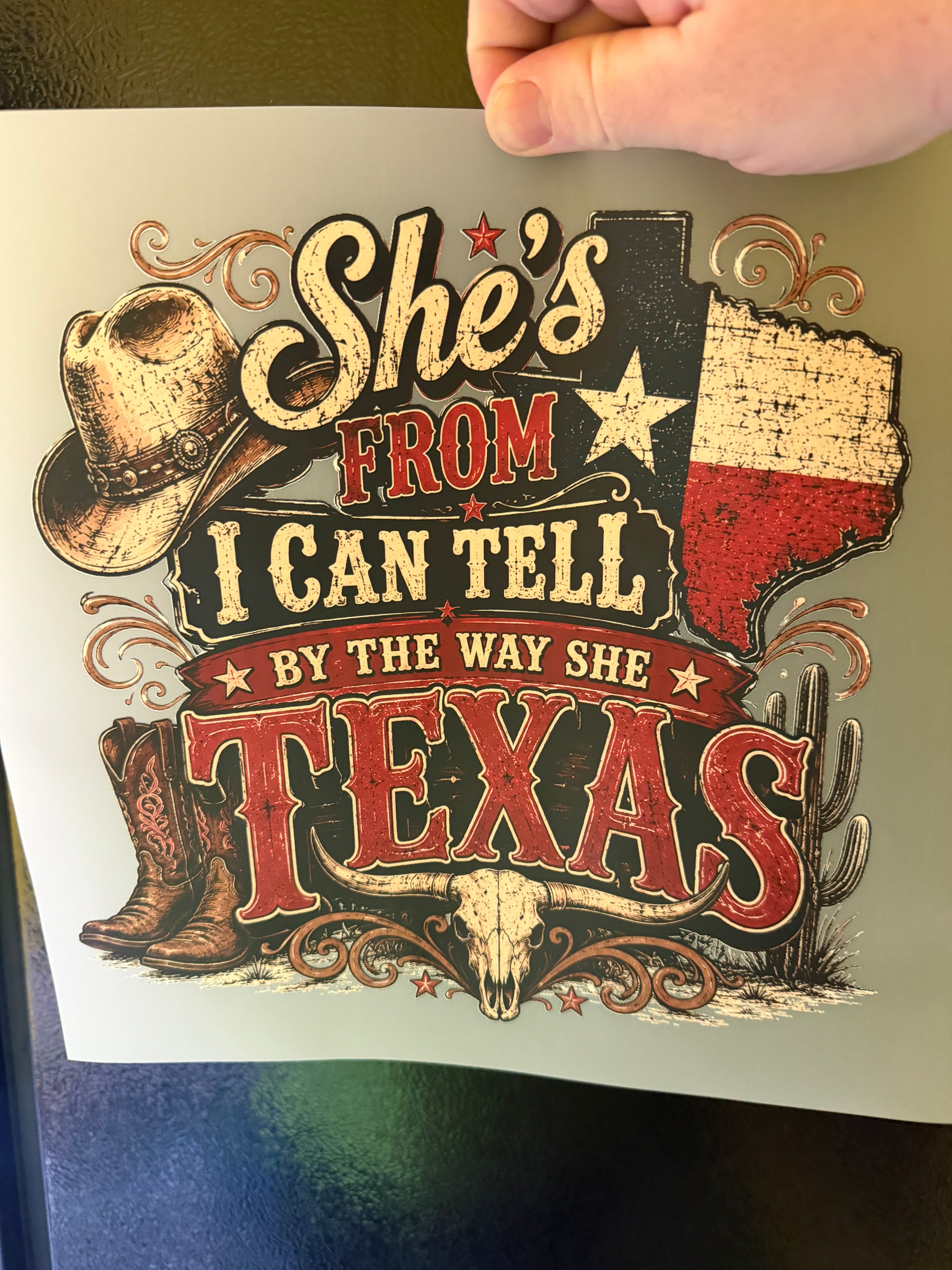 She's from Texas style 1  DTF print